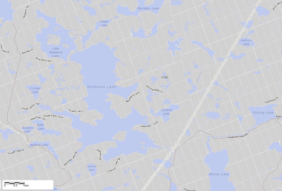 Crown Land Map of Redstone Lake in Municipality of Dysart et al and the District of Haliburton